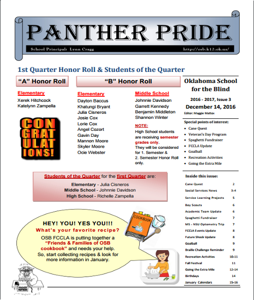 October thru December 2023 Newsletter icon that has front page of newsletter